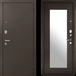Дверь входная металлическая Форт - Волга 03Z Черный муар - Венге с зеркалом