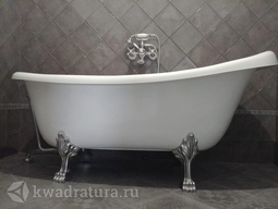 Каменная ванна Aqua de Marco Эдельвейс 170*82,7 белая с серебряными ножками