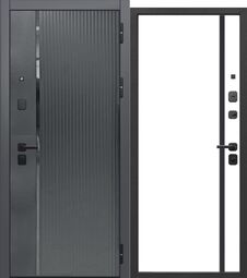 Дверь входная металлическая Е-Трейд 10 см 2 МДФ Карбон Букле графит - Эмалит белый