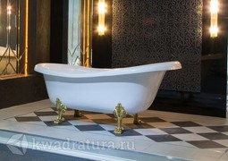 Каменная ванна Aqua de Marco Эдельвейс 170*82,7 белая с золотыми ножками