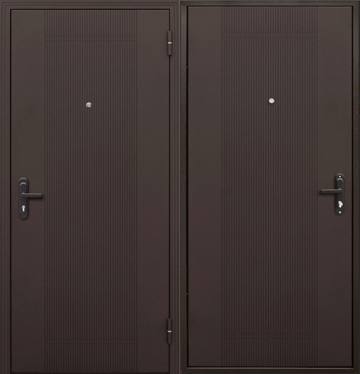 Дверь входная металлическая Е-Трейд 5 см мет/мет Штамп Медный Антик - Медный Антик