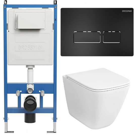 Система инсталляции Grossman 900.K31.01.000+клавиша 700.K31.03.210.210 черный матовый+унитаз GR-4479SQC