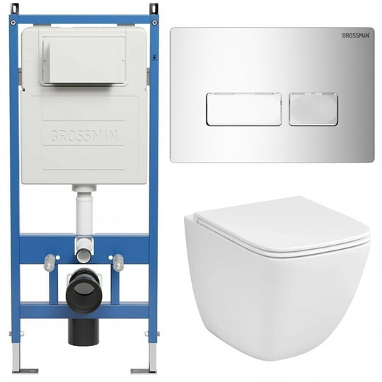 Система инсталляции Grossman 900.K31.01.000+клавиша 700.K31.03.100.100 хром глянцевый+унитаз GR-4497SQC