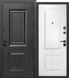Дверь входная металлическая Е-Трейд 9 см 2 квадрата Муар Черный - Эмалит белый