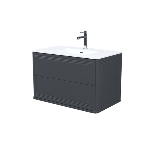 Тумба подвесная Iddis Oxford Neo темно-серая 80 см с умывальником OXN80D0i95K