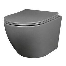 Унитаз подвесной Calypso торнадо ультратихий, крышка дюропласт Flat 1 кнопка, быстросъем, микролифт, серый матовый CS46UQ-MG-OK