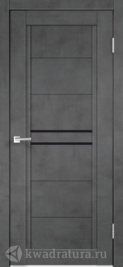 Межкомнатная дверь Velldoris (Веллдорис) Next 2 муар темно-серый, стекло лакобель черное