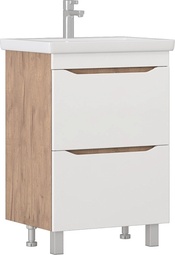 Тумба напольная Vigo Grani 60 дуб золотой с двумя ящиками и умывальником Como 60