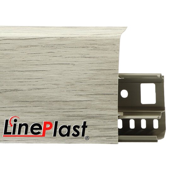 Плинтус LinePlast 85 мм Аруша светло-серая LS005