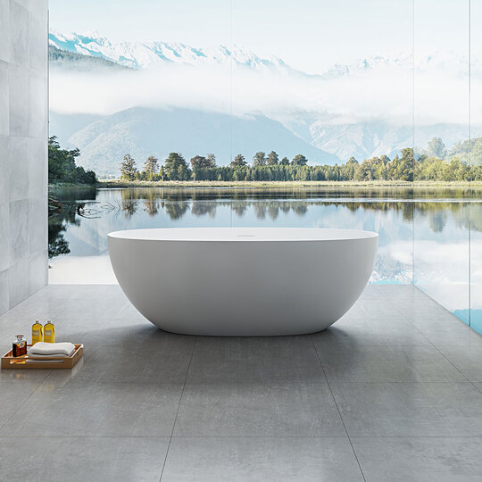 Ванна отдельностоящая Vincea Solid Surface VBT-6S01MW, 170*75 см, белый матовый, слив-перелив в комплекте