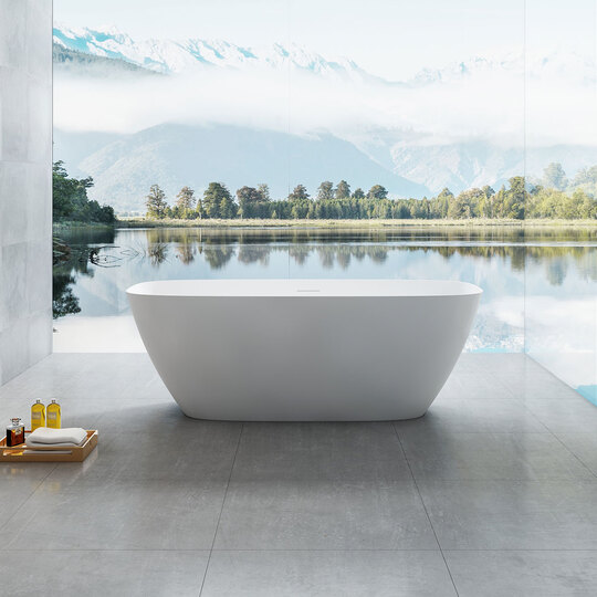 Ванна отдельностоящая Vincea Solid Surface VBT-6S02MW, 170*72 см, белый матовый, слив-перелив в комплекте