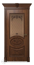Межкомнатная дверь ДвериХолл Вителия Экошпон Дуб Янтарный, со стеклом