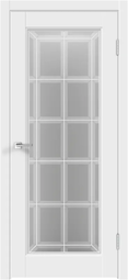 Межкомнатная дверь Velldoris (Веллдорис) VILLA 4V Экошпон Эмалит белый ПО рисунок фотопечать Английская Решетка