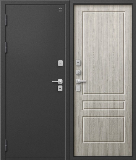 Дверь входная металлическая Центурион Т-6 Графит букле - полярный дуб